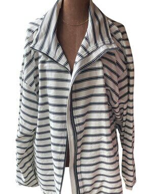 Liz Claiborne Coastal Stripe Tie Jacket Navy White XL Nantucket Fourth of July